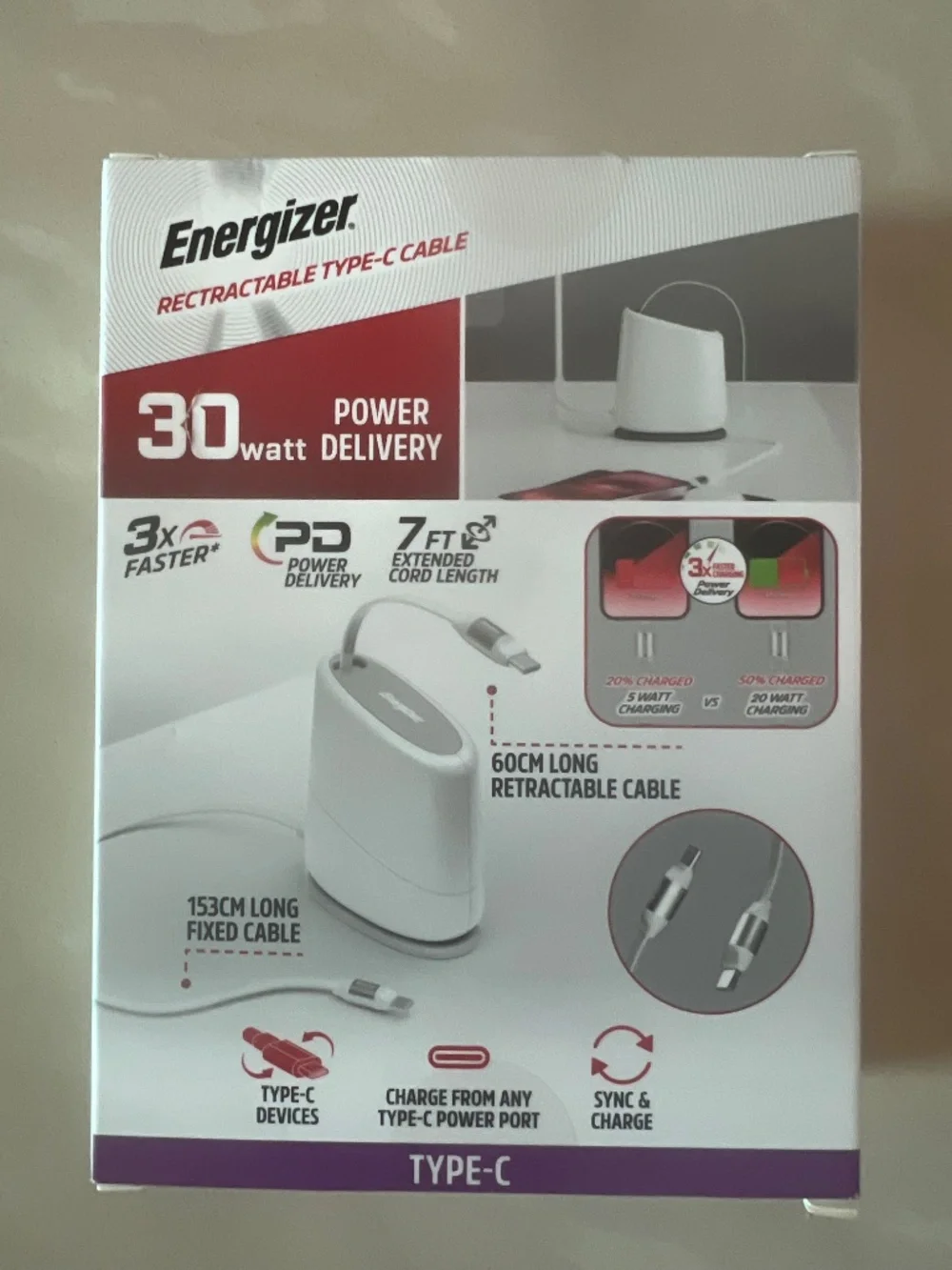 #2911 Energizer retractable USB-C cable